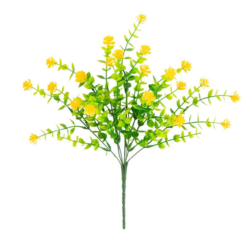 14-in UV Resistant Artificial Flowering Mini Rose Bush - Set of 12