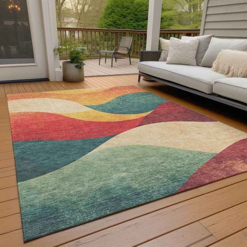 Machine Washable Indoor/Outdoor Soft Contemporary Chantille Rug - Orange - 5' x 7'6"