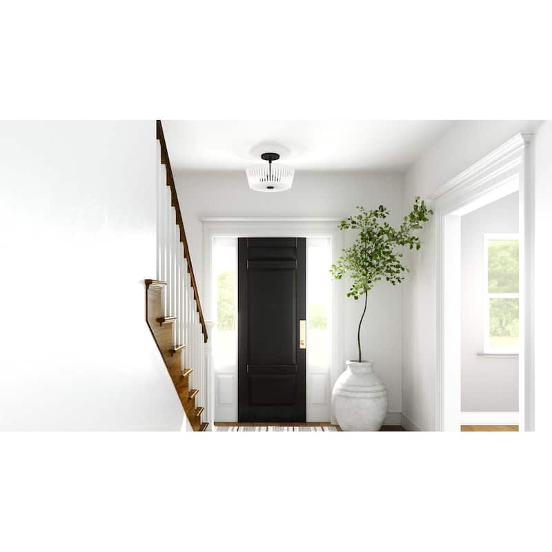 Gray 3-Light Matte Black Semi-Flush Mount