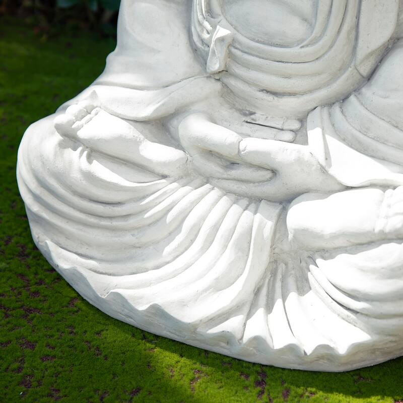 Glitzhome Zen-Style MgO Meditating Garden Buddha Statues Monk Sculpture Indoor Outdoor