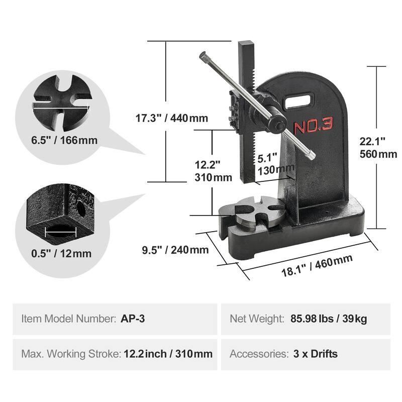 Manual Arbor Press with Handwheel for Stamping, Bending, Stretching, Forming