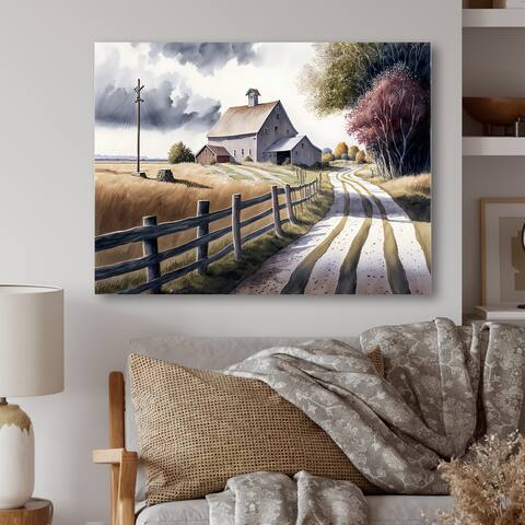Designart "Path To The Barn V" Farmhouse / Country Canvas Wall Art