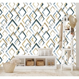 Gold and Blue Modern Shape Peel and Stick Wallpaper - Bed Bath & Beyond