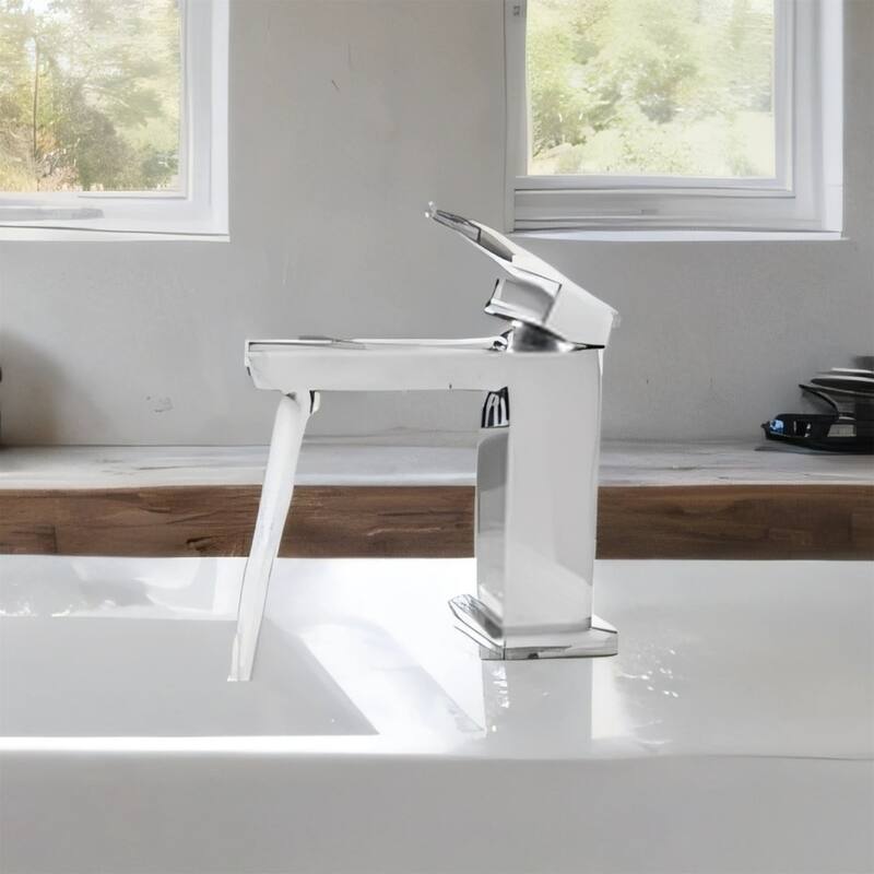 Bathroom Faucet with Single Handle, Pop-Up Drain & Hoses - Solid Brass