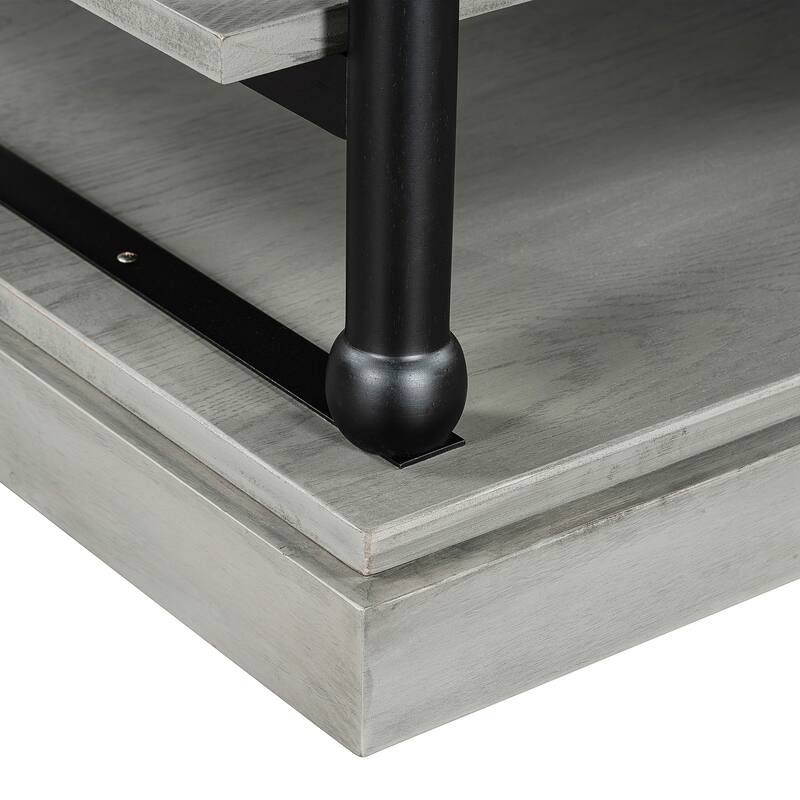 Roomfitters Modern Wood Coffee Table with 2 Open Storage Shelves and Black Legs, Finish