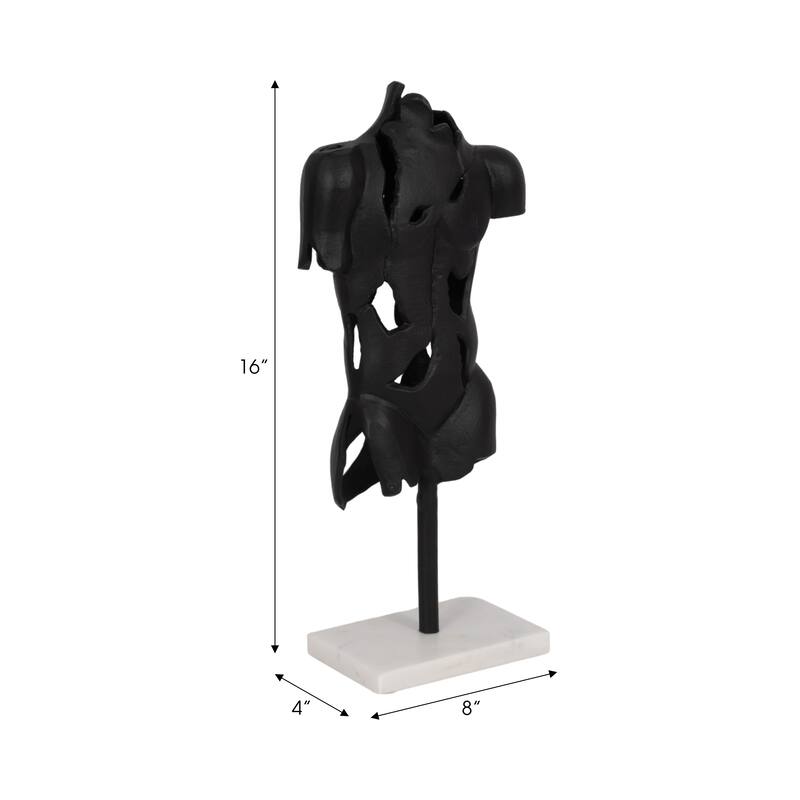 Sagebrook Home Metal Black Cracked Bust On Stand Figurine