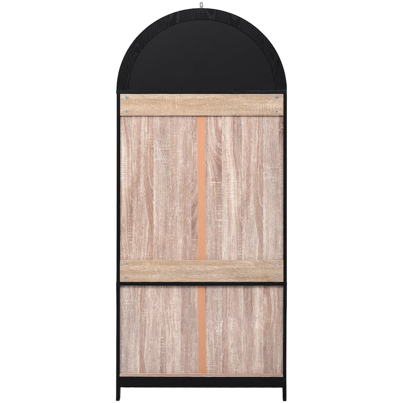 71"Tall Arched Kitchen Pantry Cabinet with 2 Large Drawers,Storage Cabinets with Adjustable Shelves,Glass Door,Wood Cupboard