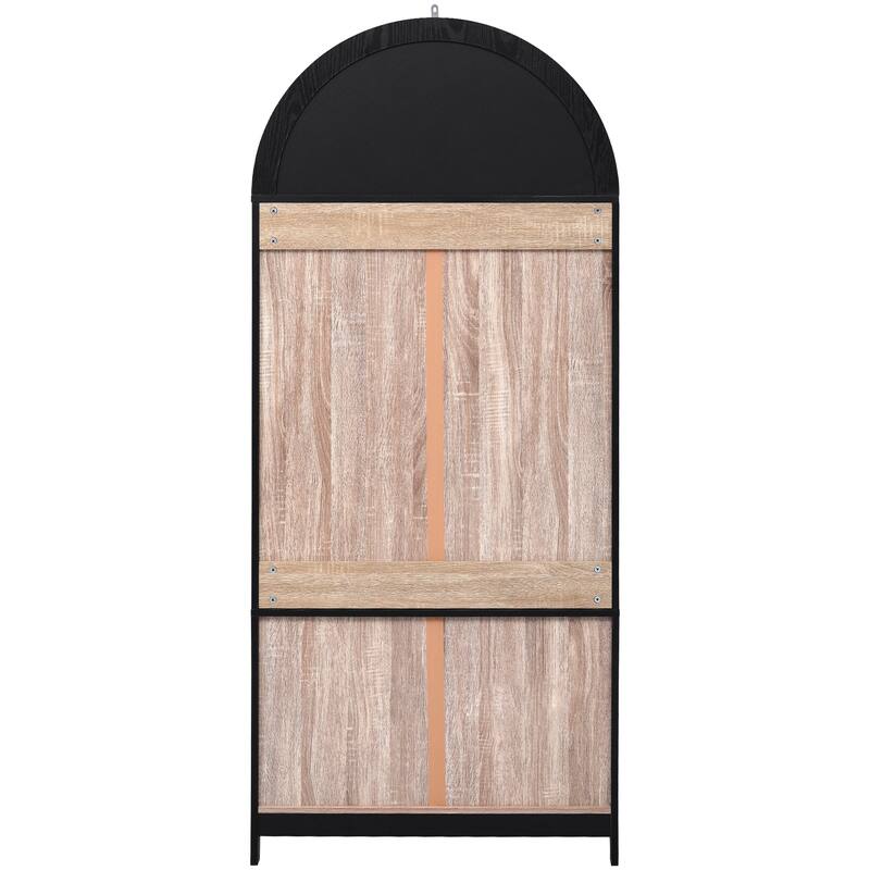 Arched Cabinet with Glass Doors, 71" Freestanding Pantry Cabinet with Drawers, Wood Storage Cabinets, Kitchen Versatile Cupboard