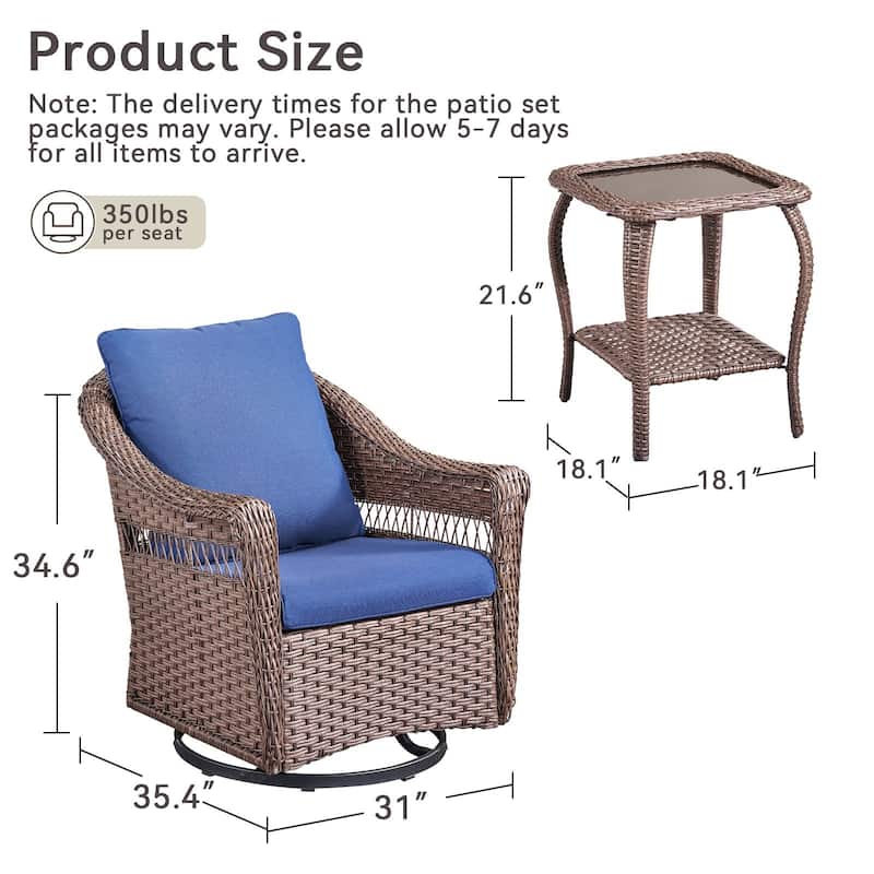 Pocassy Outdoor Swivel Chairs Patio Funiture Set