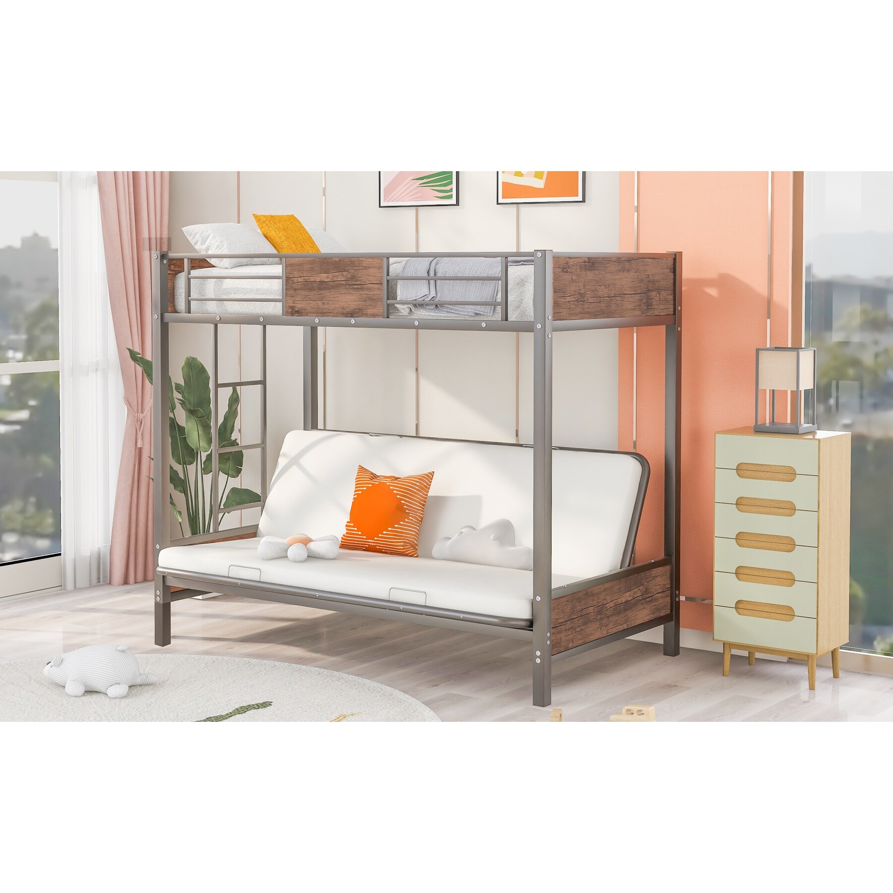 Twin over futon metal bunk sales bed