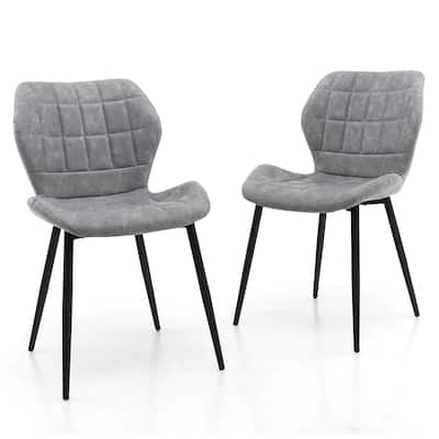 Gymax Dining Chairs Set of 2 w/ Padded Back Metal Legs & 2 Adjustable