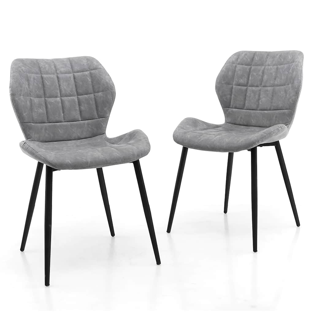 Gymax Dining Chairs Set of 2 w/ Padded Back Metal Legs & 2 Adjustable