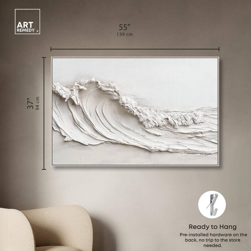 Wave on White Canvas by Art Remedy