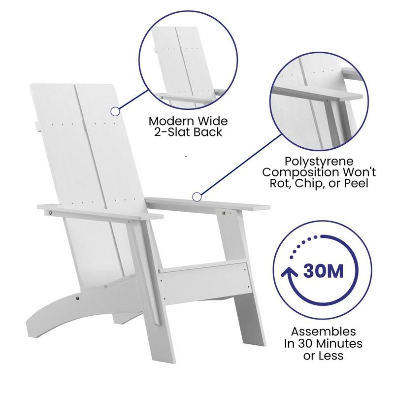 Modern Dual Slat Back Adirondack Style Chairs, Set of 4
