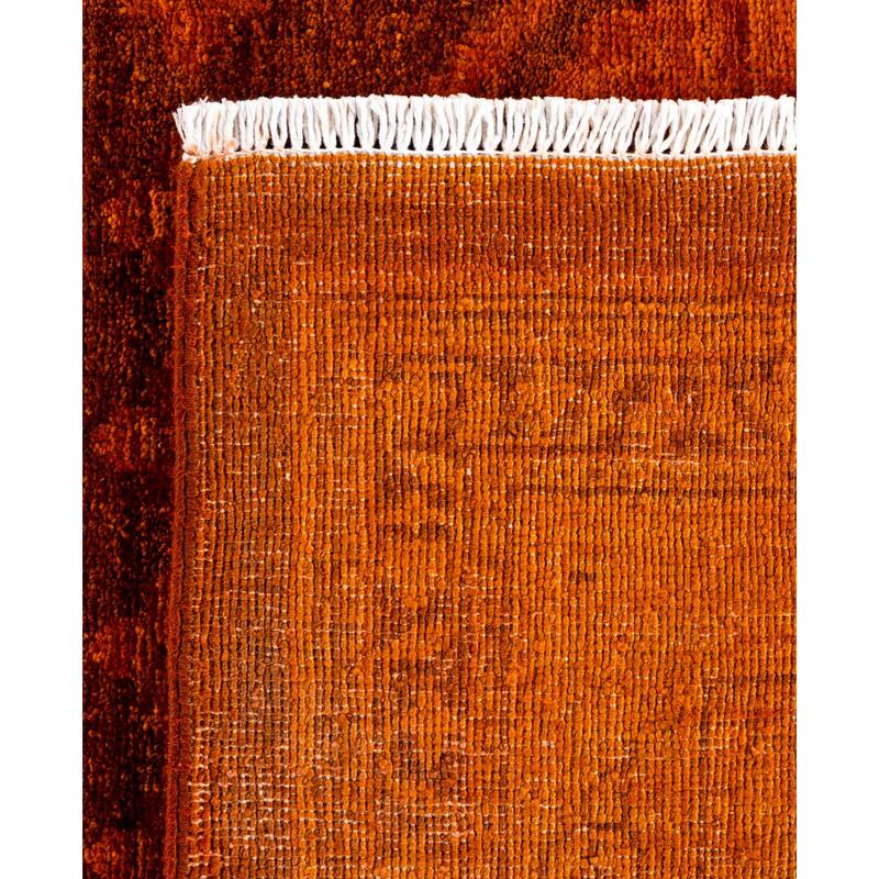 Overdyed One-of-a-Kind Hand-Knotted Area Rug - Orange - 10' 0" x 13' 9"