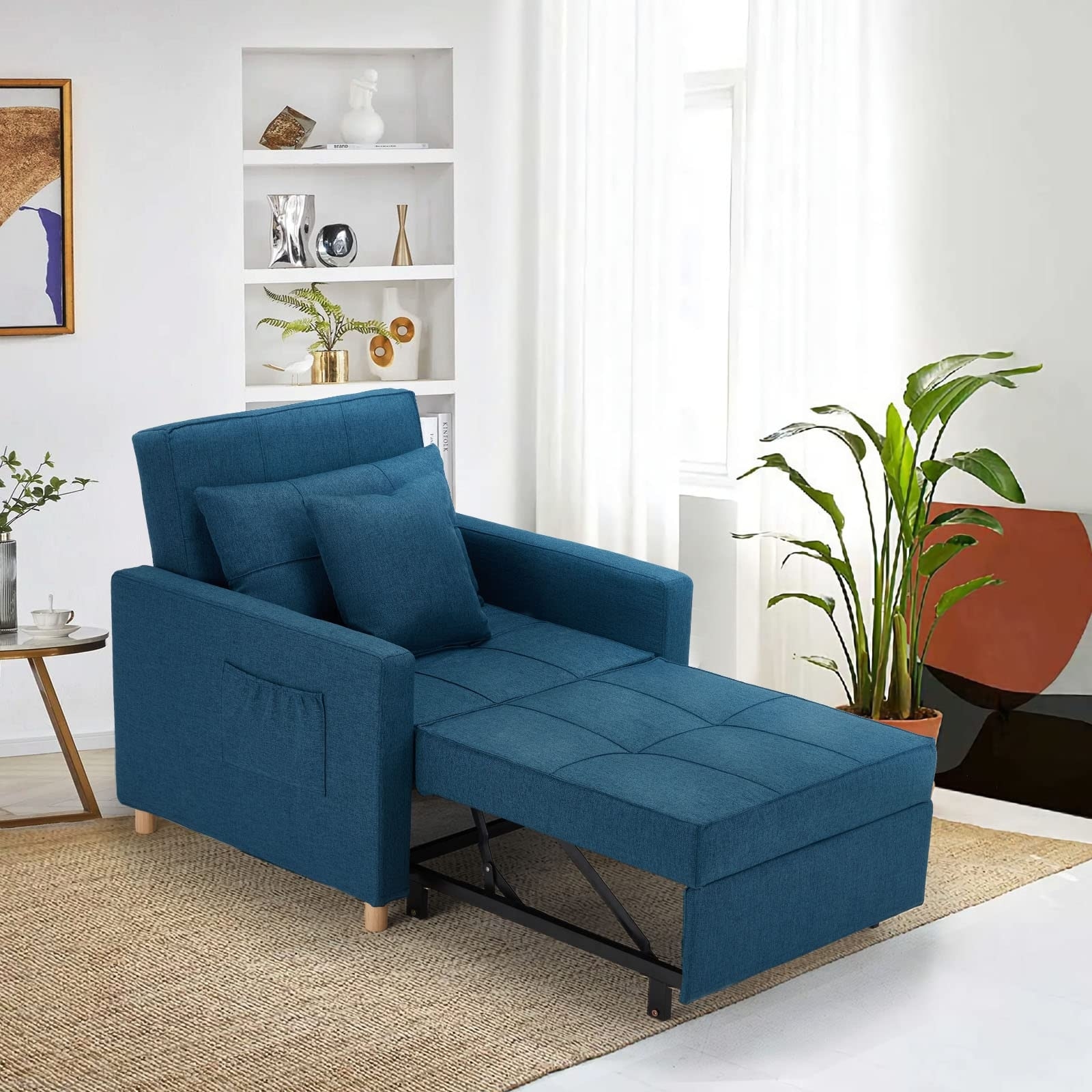 YODOLLA 3-in-1 Futon Sofa Bed Chair,Convertible Sofa Sleeper-Dark
