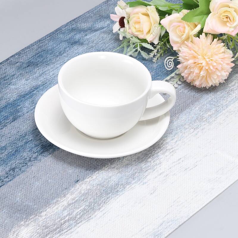 Table Runner 72" x 13", Blue Modern Art Burlap Table Runners, Blue & Grey - Blue & Grey