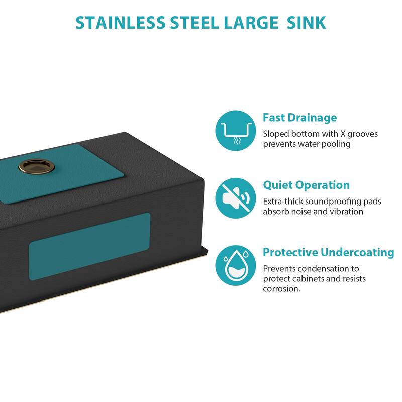 32" Undermount 16 Gauge Single Bowl Stainless Steel Kitchen Sink in Gold - 32'' x 19'' x 10''