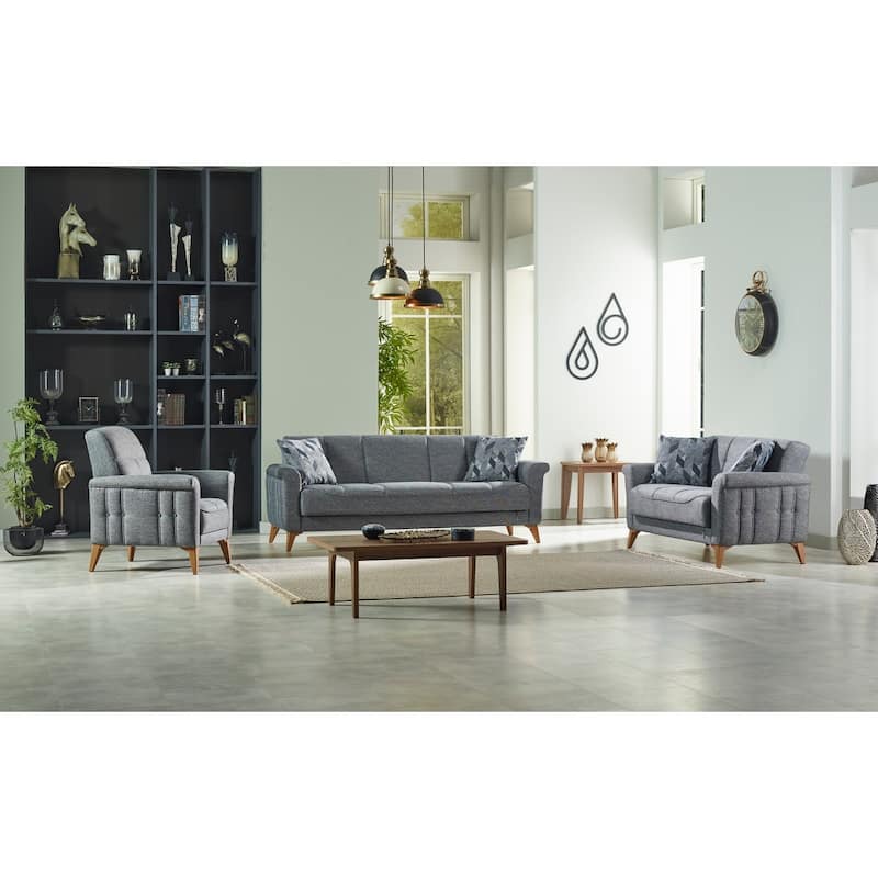 Royce Modern One Sofa And Two Chairs Living Room Set - Grey