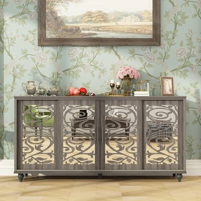 Buffet Cabinet, Sideboard Credenza Storage Cabinet Mirrored GLAZE Book