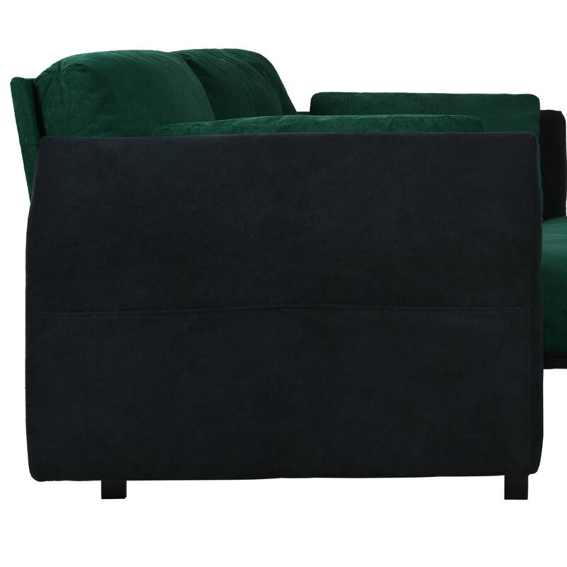 74.01" Chenille 3-in-1 Convertible Sleeper Sofa Bed with Storage