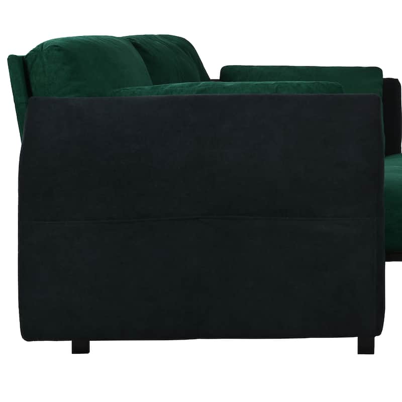Queen Convertible Pull Out Sofa Bed, Sleeper Sofa Couch with Thicked Cushions, Loveseat Sofa with Side Storage