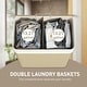 preview thumbnail 4 of 16, HOMCOM Double Laundry Basket with Lid, 26.4 Gallon Bamboo Laundry Hamper with Rope Handles, Clothes Hamper with Removable Liner