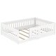 preview thumbnail 67 of 94, White Bed Frame Montessori Bed Twin Size Toddler Floor Bed with Guardrails and Door for Children Boys Girls Kids Playroom