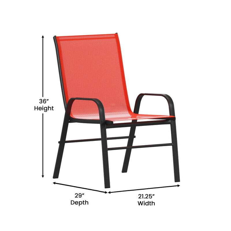 5 Piece Patio Dining Set - Glass Table, 4 Flex Stack Chairs