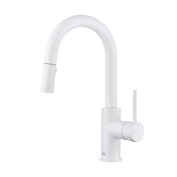 slide 2 of 11, Single-Hole Pull-Down Kitchen Faucet with Sprayer and Magnetic Docking Matte White