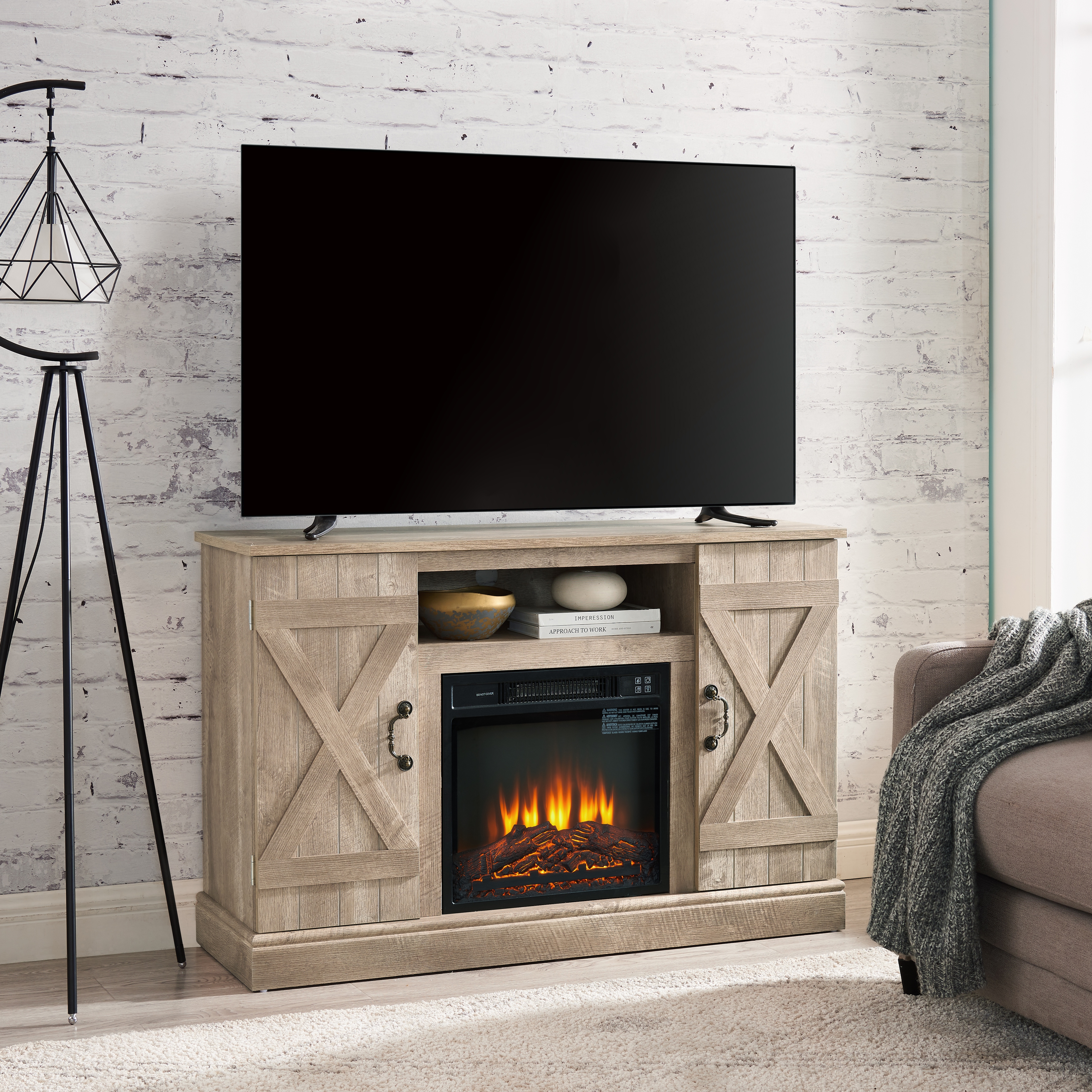 Barn style electric deals fireplace