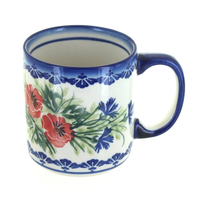 Blue Rose Polish Pottery WR Unikat Mug - Cherry Red Bouquet