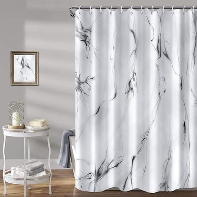 Black and White Marble Shower Curtain Grey Abstract, 60 x 72 Inches