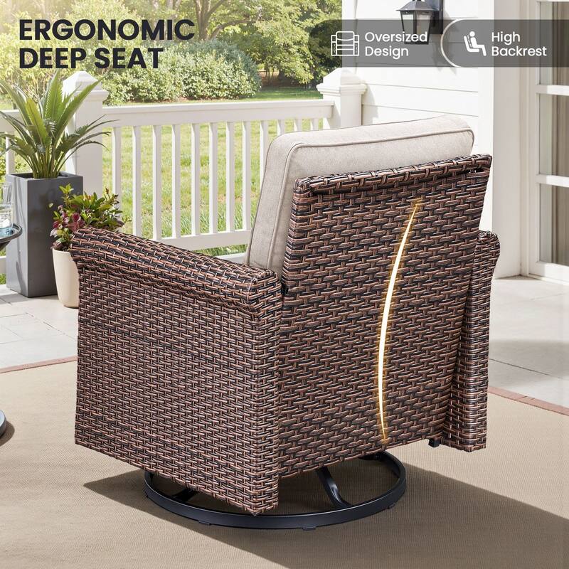 Pocassy Outdoor Sofa Swivel Chairs Patio Chair Funiture Set