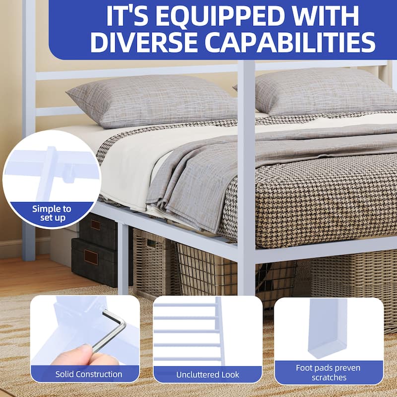 Metal Canopy Platform Bed Frame