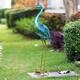 Exhart Metallic Coastal Crane Garden Statue, 14 by 38 Inches