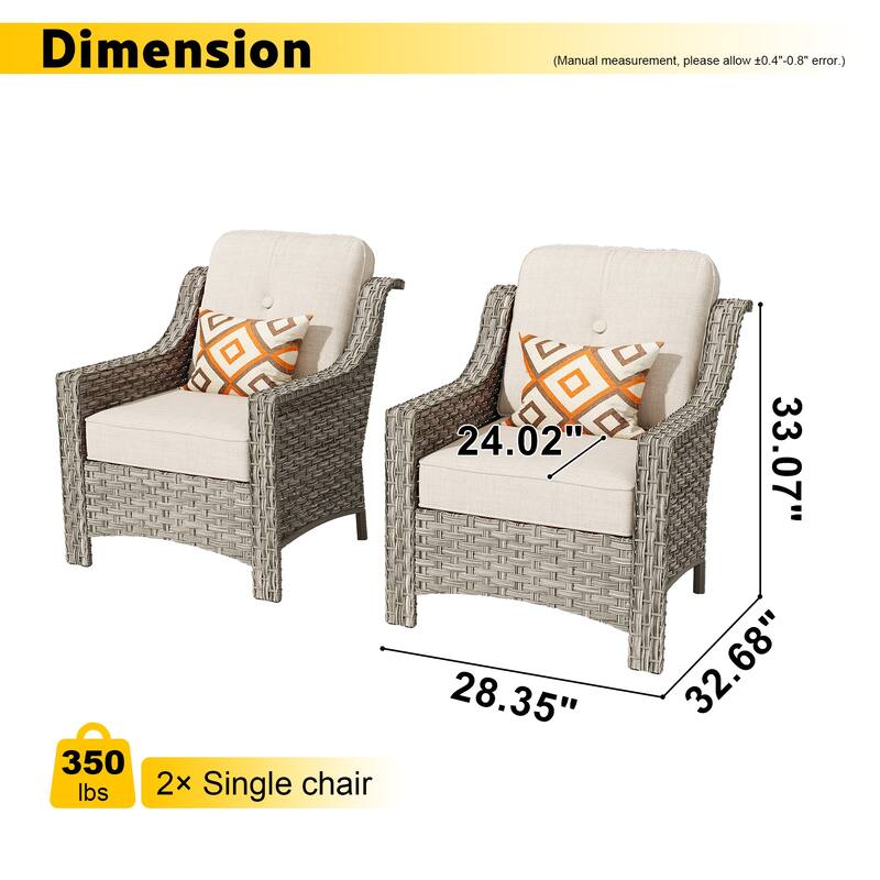 XIZZI 2-piece Patio Furniture Wicker Outdoor Chair Set