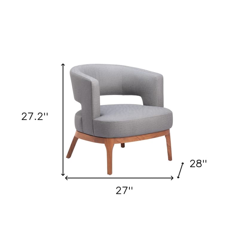 HomeRoots 27" Slate Gray And Brown Faux Leather Arm Chair - 26.8' X '27.2' X '27.2