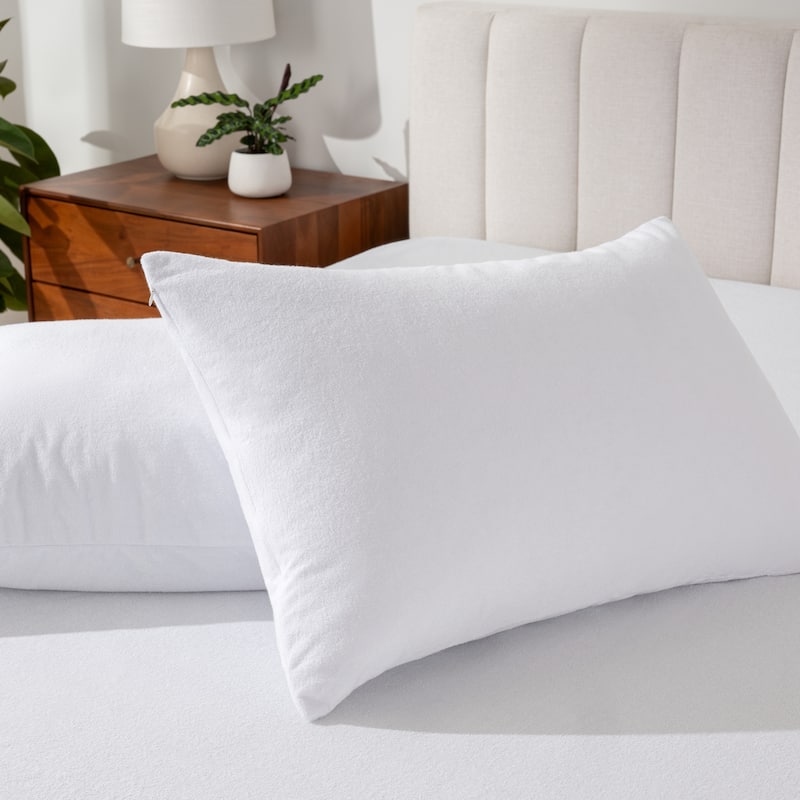 Bare Home Waterproof Pillow Protector 2-Pack, Cotton Terry, Vinyl Free