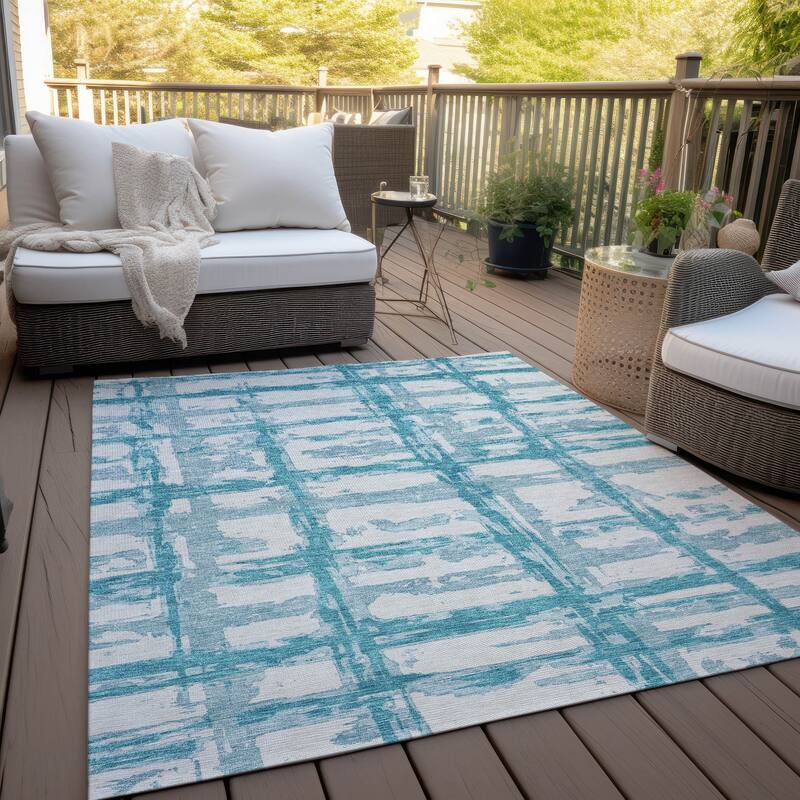 Machine Washable Indoor/ Outdoor Chantille Abstract Contemporary Rug