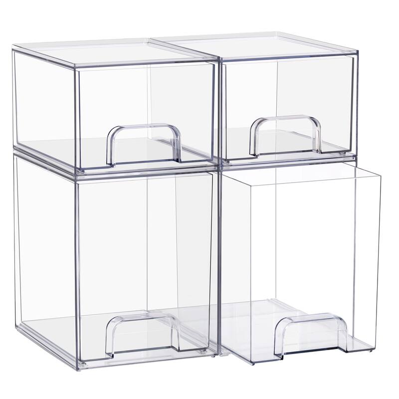 Sorbus Stackable Acrylic Storage Drawers, Clear Plastic Organizer Bins for Countertop Organization