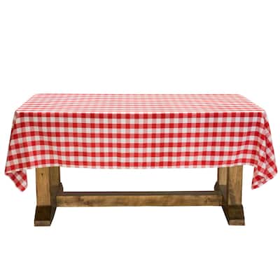60 x 102in Rectangular Checkered Tablecloth Red and White Gingham