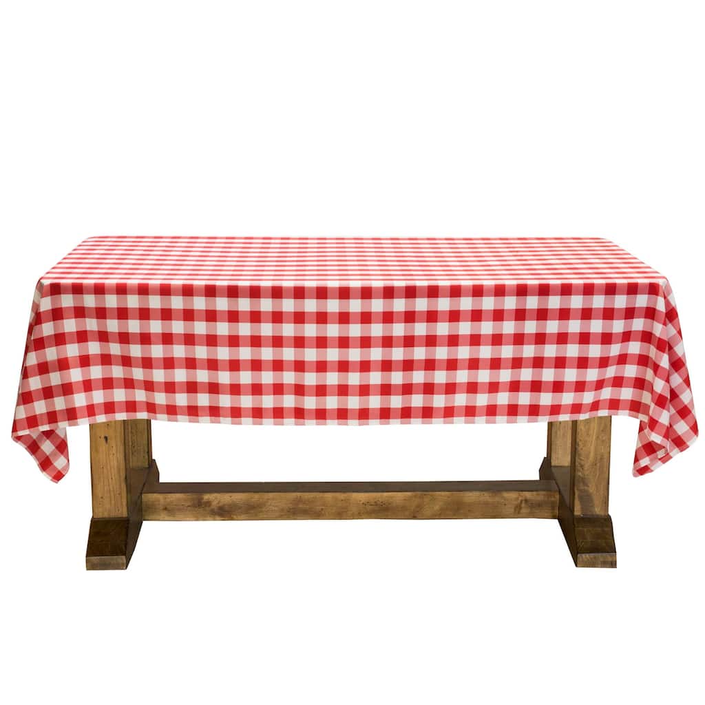 60 x 102in Rectangular Checkered Tablecloth Red and White Gingham