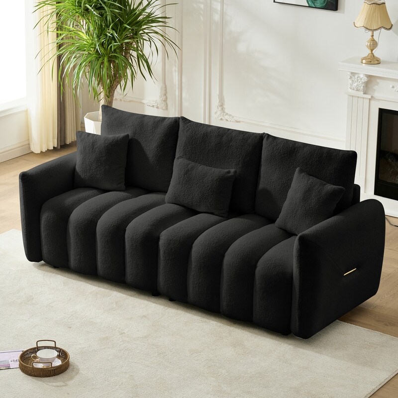 102.4" Cloud Sofa Couch，3-seater Upholstered 3D Textile Material Sectional Sofa For Living Room, Apartment