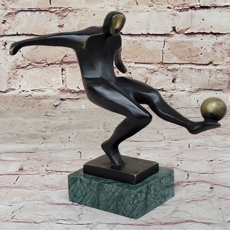 Soccer Player European Football Bronze Statue Sculpture Trophy Collectible 8 Inches X 8 Inches