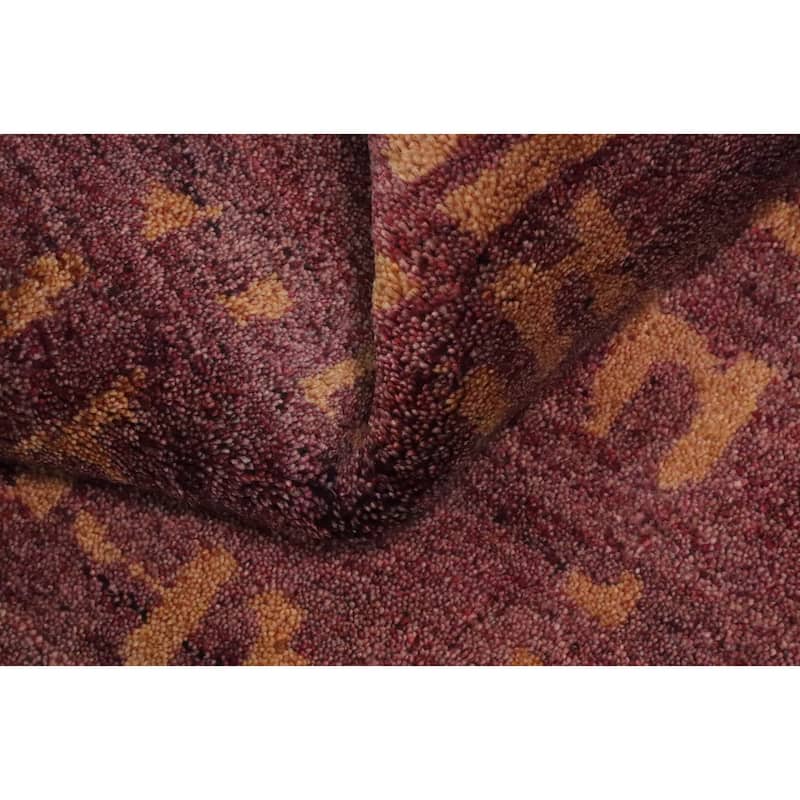 Hand Knotted Oriental 100% Wool Carpet Modern Abstract Purples Gabbeh Area Rug - 6' 4'' X 4' 7''