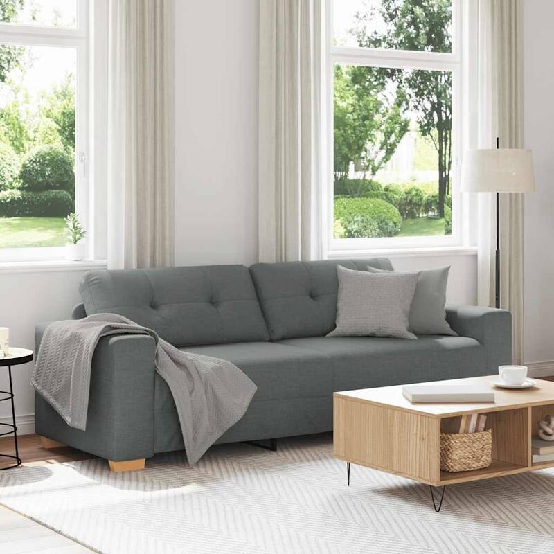 vidaXL 3-Seater Sofa 180 cm Fabric - 221 x 78 x 80 - Dark grey