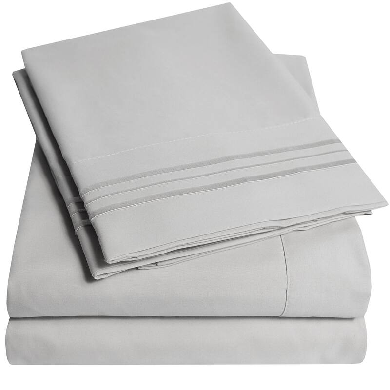 Deep Pocket Soft Microfiber 4-piece Solid Color Bed Sheet Set - Queen - Silver