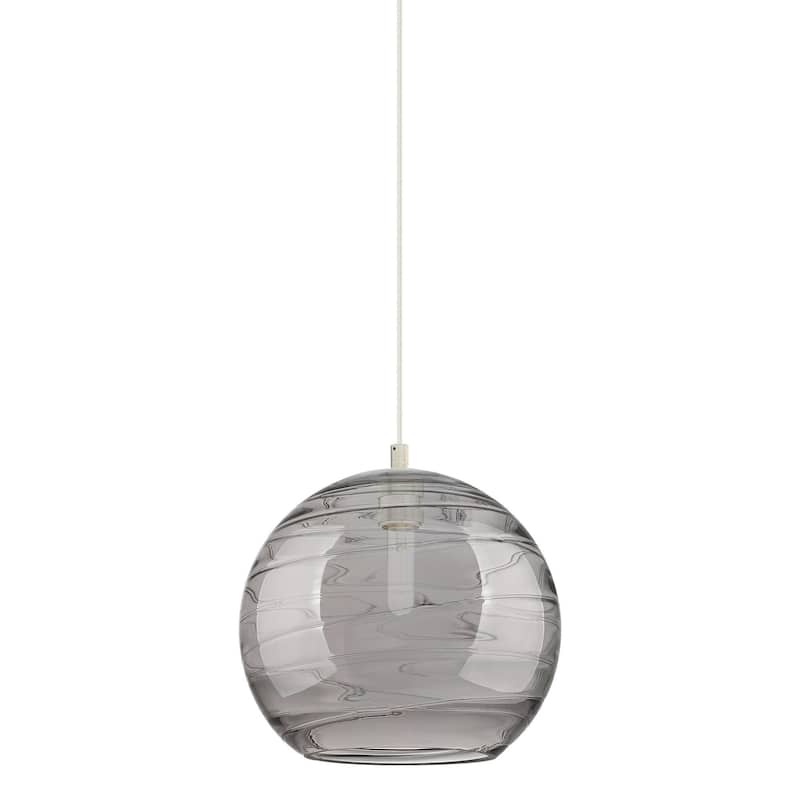 Innovations Lighting 434-1P-12-12 Crown Point Pendant Crown Point 12" - Polished Nickel / Light Smoke Deco Swirl
