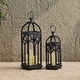 preview thumbnail 22 of 52, Glitzhome Set of 2 Wooden Church Style Decorative Lanterns Candle Holders for Wedding Mantle Entryway